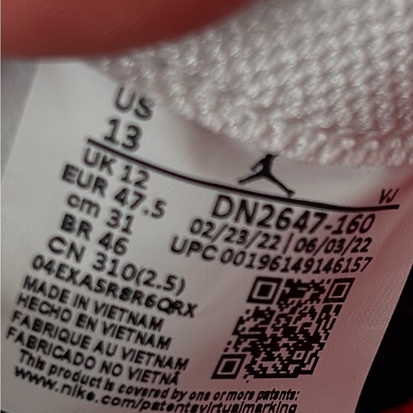 Size 13 Men's Jordan Delta 3 Low White/Chile Red-Black (DN2647 160) - Picture 7 of 8